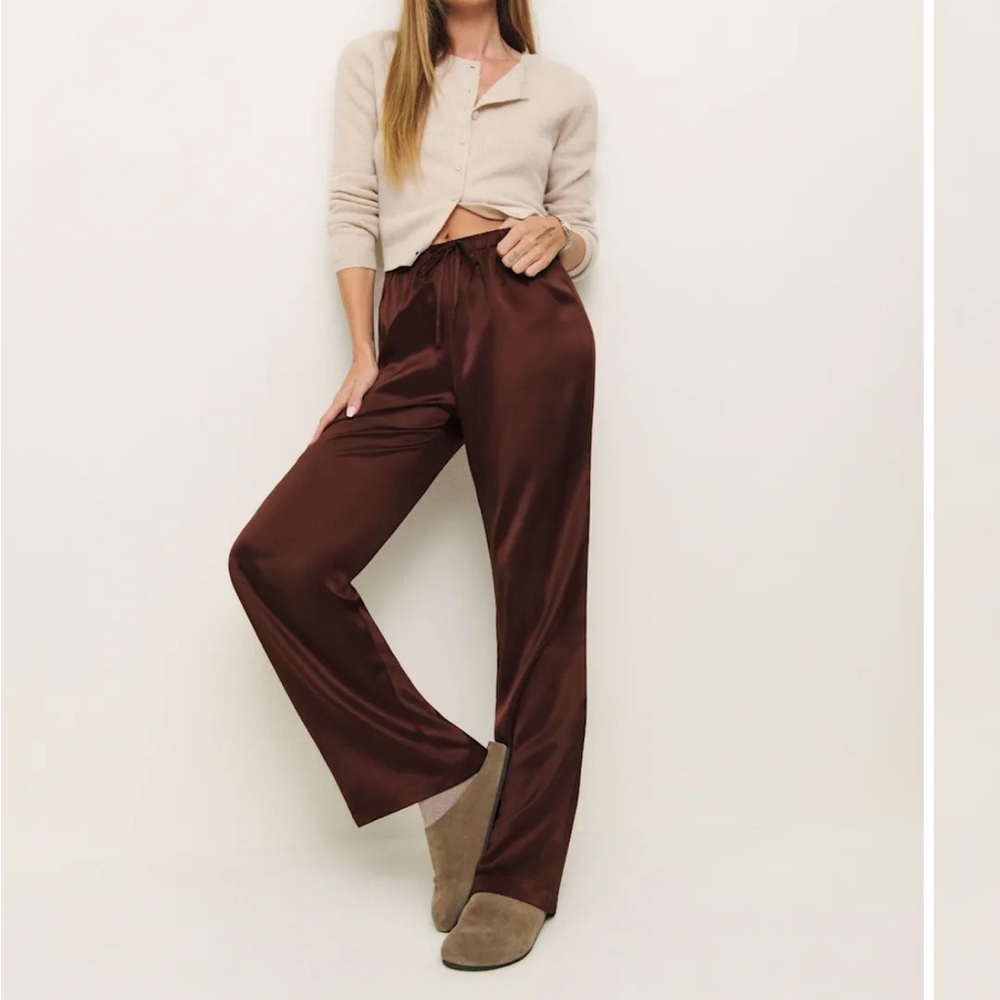 Olina Silk Pant in Mahogany